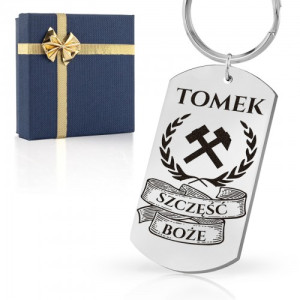 Nieśmiertelnik brelok z grawerem dla górnika - Szczęść Boże