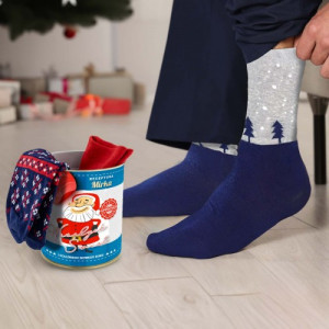 Skarpetki świąteczne męskie w puszce (2 pary) dla niego - Szalona receptura