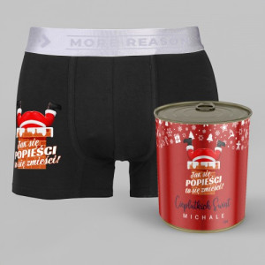 Bokserki męskie w puszce z nadrukiem na święta Rozmiar XL - Pieszczoty