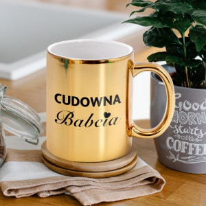 Kubek z nadrukiem złoty dla babci - Cudowna