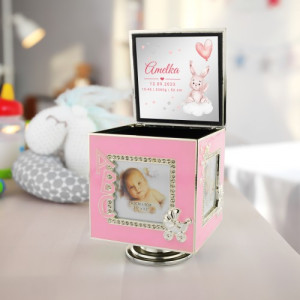Pudełko wspomnień z pozytywką i nadrukiem dla dziewczynki - Króliczek