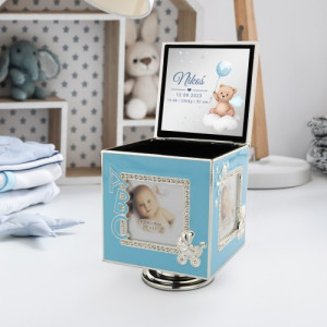 Pudełko wspomnień z pozytywką i nadrukiem dla chłopca - Metryczka