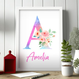 Plakat w ramce (20x30 cm) z imieniem dziecka - Ornament