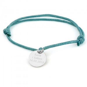 Bransoletka na sznurku Marbell ze srebrnym kółkiem (pr. 925) - Silver