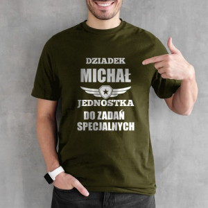 Koszulka z nadrukiem dla dziadka zielona Rozmiar M - Zadanie