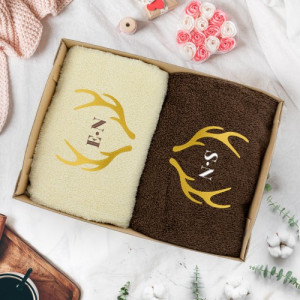 Komplet ręczników z haftem (50 x 100) dla pary - Świąteczna kąpiel