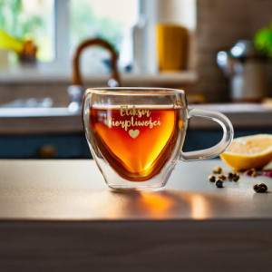 Szklanka termiczna z uchem i nadrukiem dla niej - Kocham spokój