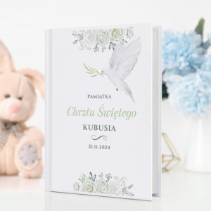 Biblia dla dzieci z nadrukiem na chrzest - Biały Gołąbek