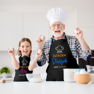 Fartuchy kuchenne dla dziadka i wnuczki z nadrukiem - Szefowie kuchni