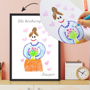 Plakat w ramce (30x40 cm) z własnym rysunkiem dla babci - Czułostka
