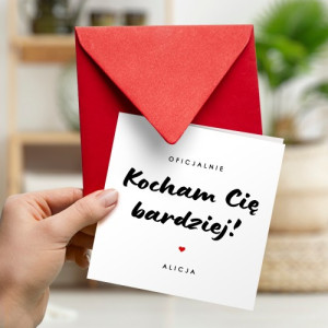 Kartka walentynkowa dla niej - Kocham Cię bardziej