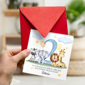 Kartka urodzinowa dla dziecka - Wesołe zwierzątka