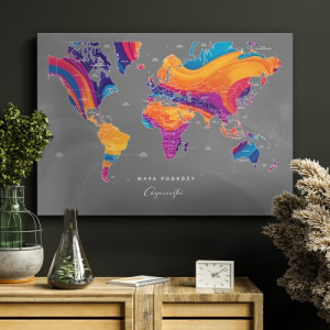 Mapa podróży na płótnie (70x100 cm) dla niej - Egzotyczne wojaże