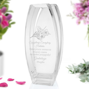 Wazon szklany z grawerem na emeryturę - Nowe przygody
