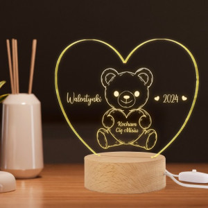 Lampka LED z nadrukiem na Walentynki - Mój miś