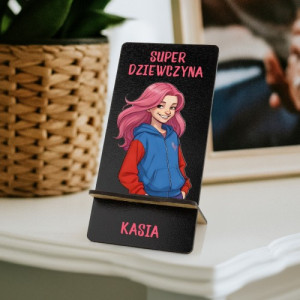 Stojak na telefon z nadrukiem na Dzień Kobiet - Super dziewczyna
