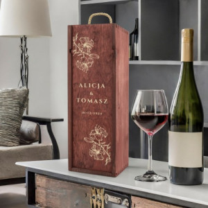 Skrzynka na wino z grawerem dla pary - Elegancja