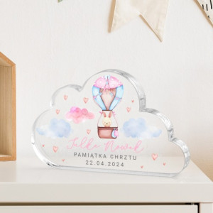 Statuetka chmurka z nadrukiem dla dziecka na chrzest - W obłokach