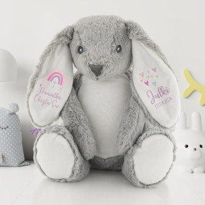 Maskotka królik z nadrukiem na chrzest dla dziewczynki - Zajączek