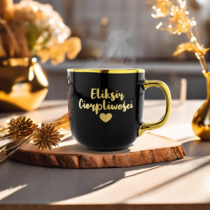 Kubek ze złotym uchem i nadrukiem dla niej - Złoty eliksir
