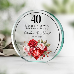 Statuetka szklana z nadrukiem na 40 rocznicę ślubu - Rubin