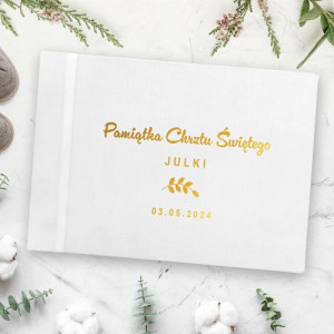 Album na zdjęcia ze złotym nadrukiem na chrzest - Biała szata