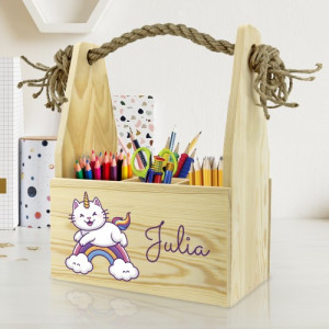 Przybornik na biurko dla dziecka z nadrukiem imienia - Kolorowe kredki