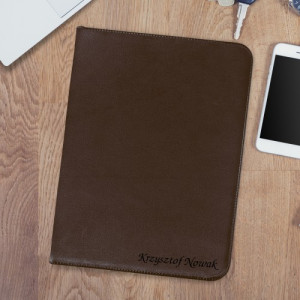 Teczka konferencyjna ze skóry ekologicznej brązowa z grawerem - Menedżer