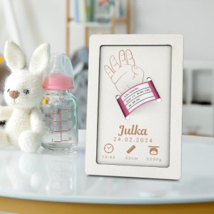 Ramka na bransoletkę dla niemowląt z nadrukiem metryczki - First moments