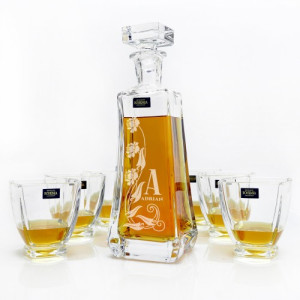 Zestaw do whisky Arezzo: karafka z grawerem + 6 szklanek - Royal