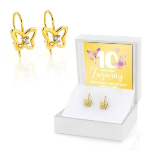 Kolczyki motylki pozłacane na urodziny dla dziewczynki - Marzycielka
