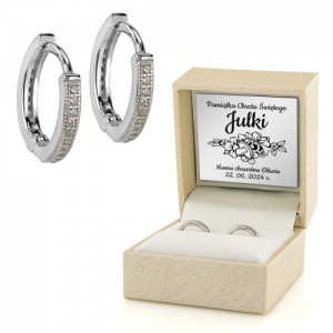 Kolczyki srebrne z cyrkoniami dla dziewczynki na chrzest - Iskierka aniołka