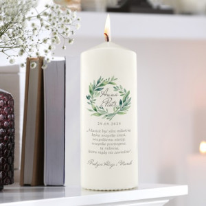 Świeca dekoracyjna na ślub z nadrukiem - Blask nowej drogi