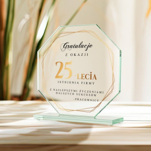 Statuetka szklana z nadrukiem na 25-lecie firmy - Biznesowy sukces