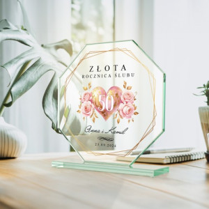 Statuetka szklana z nadrukiem na 50 rocznicę ślubu - Wspólne przeżycia