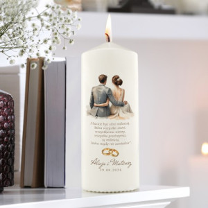 Świeca dekoracyjna na ślub z nadrukiem - Silni miłością