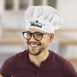 Czapka kucharska z nadrukiem dla faceta - Mistrz patelni