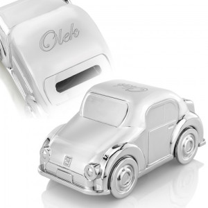 Skarbonka auto posrebrzana z grawerem imienia - Autostop