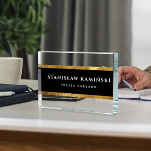 Wizytownik na biurko szklany z nadrukiem - Prezes zarządu