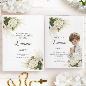 Biblia dla dzieci w etui na komunię dla chłopca - Przyjdź Panie Jezu