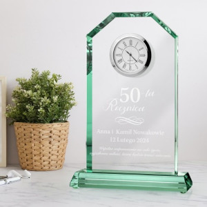 Statuetka z zegarem i grawerem na 50 rocznicę ślubu - Na wieki