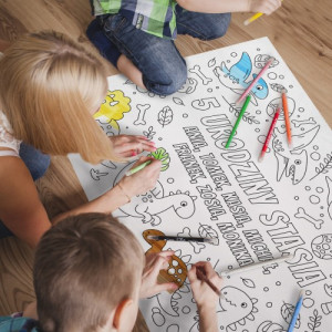 Kolorowanka dla dzieci XXL (60x90 cm) na 5 urodziny - Dinozaury