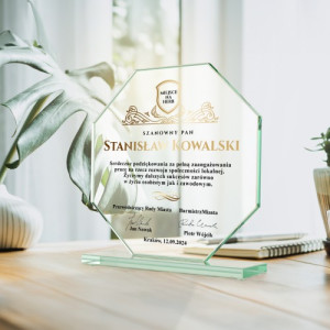 Statuetka szklana z nadrukiem dla urzędnika - Lokalne dobro