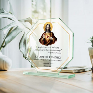 Statuetka szklana z nadrukiem dla księdza - Kapłaństwo jest miłością