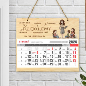 Kalendarz ścienny 2026 z nadrukiem dla nauczycielki - Dziękujemy!