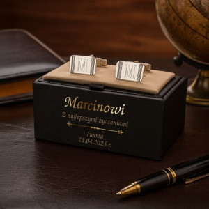 Spinki do mankietów srebrne 925 z grawerem dla niego - Znak stylu