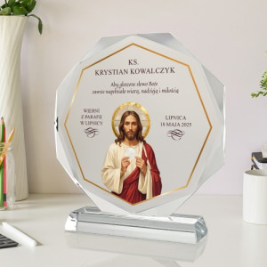 Statuetka szklana z nadrukiem dla księdza - Słowo Boże