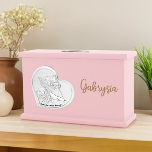 Skarbonka z grawerem dla dziewczynki różowa - Skarbnica monet
