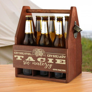 Skrzynka na piwo z grawerem i otwieraczem dla taty - Nosidło taty