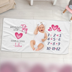 Foto koc do zdjęć z imieniem (70 x 140) na Dzień Ojca - Nasz pierwszy dzień